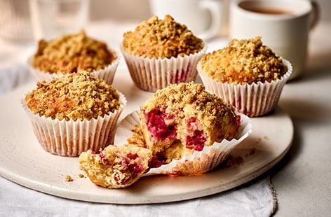 Image of "Briony’s raspberry crumble muffins"