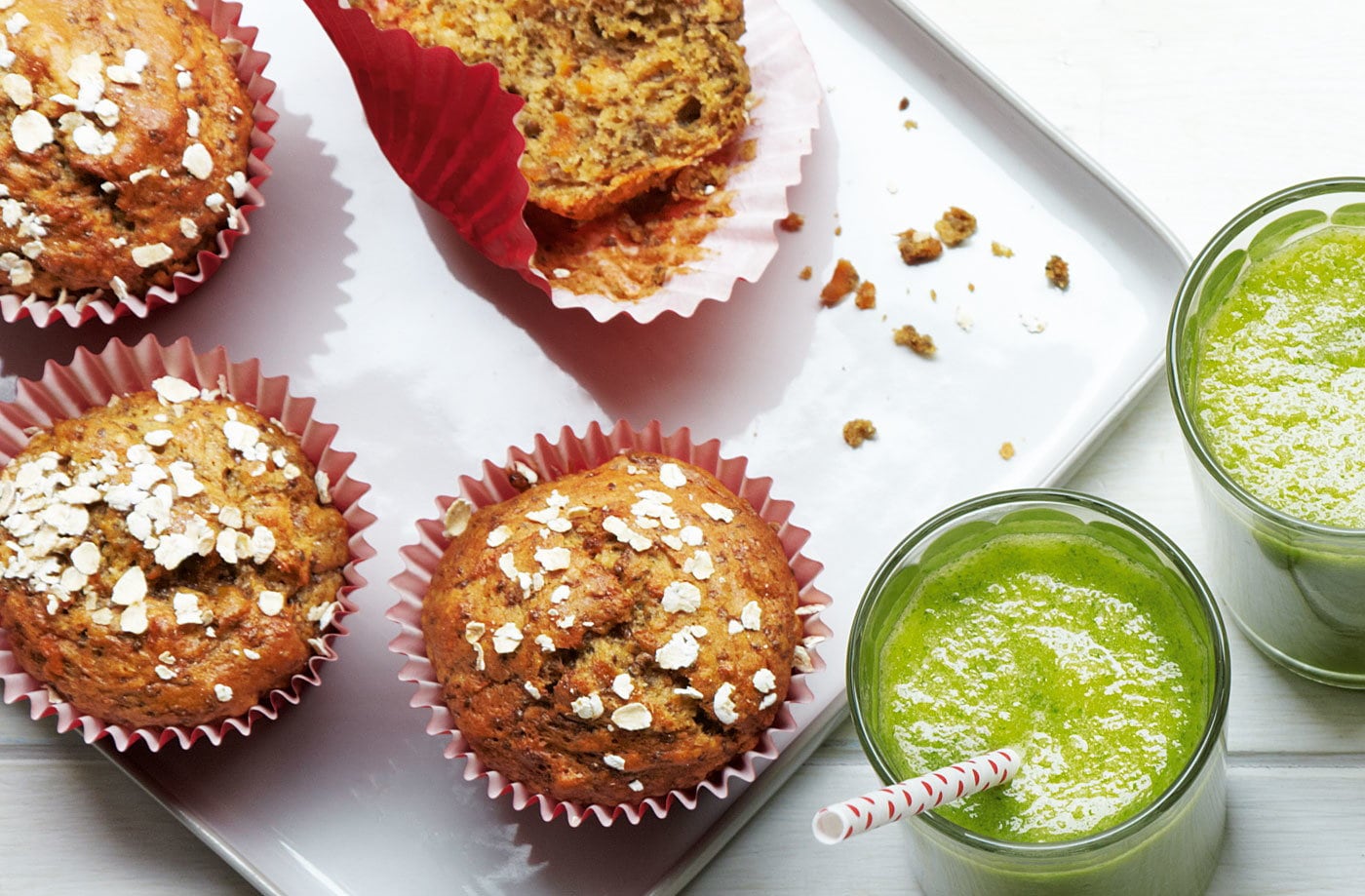 Carrot, apple and chia seed muffins