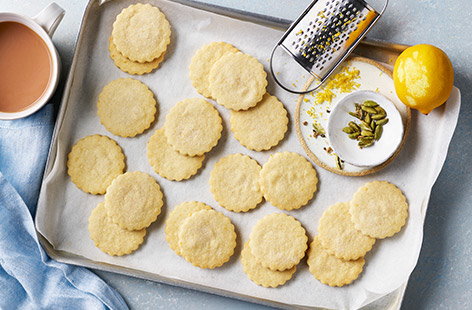 Lemon and cardamom shortbread