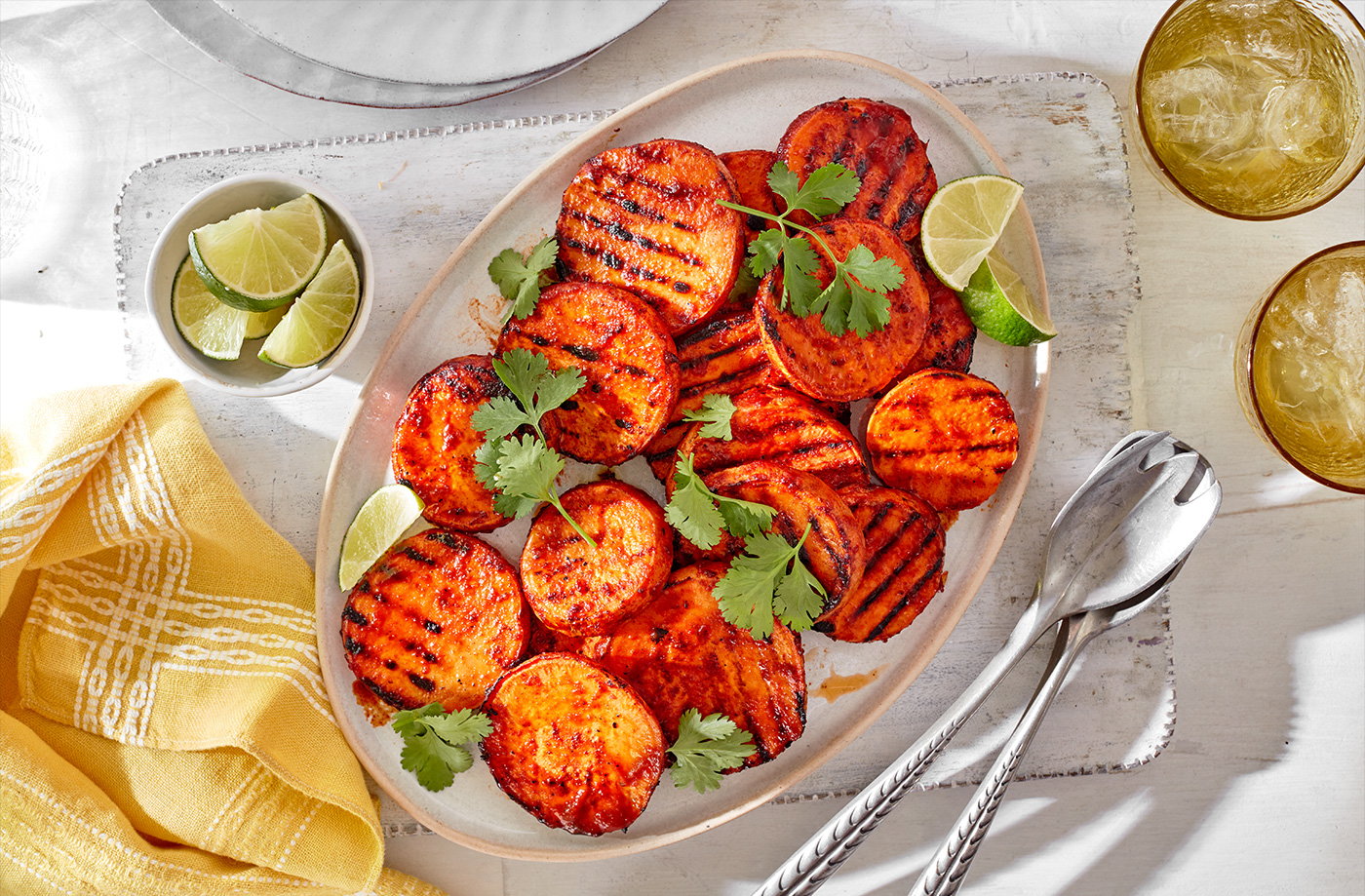 Smoked chipotle grilled sweet potato