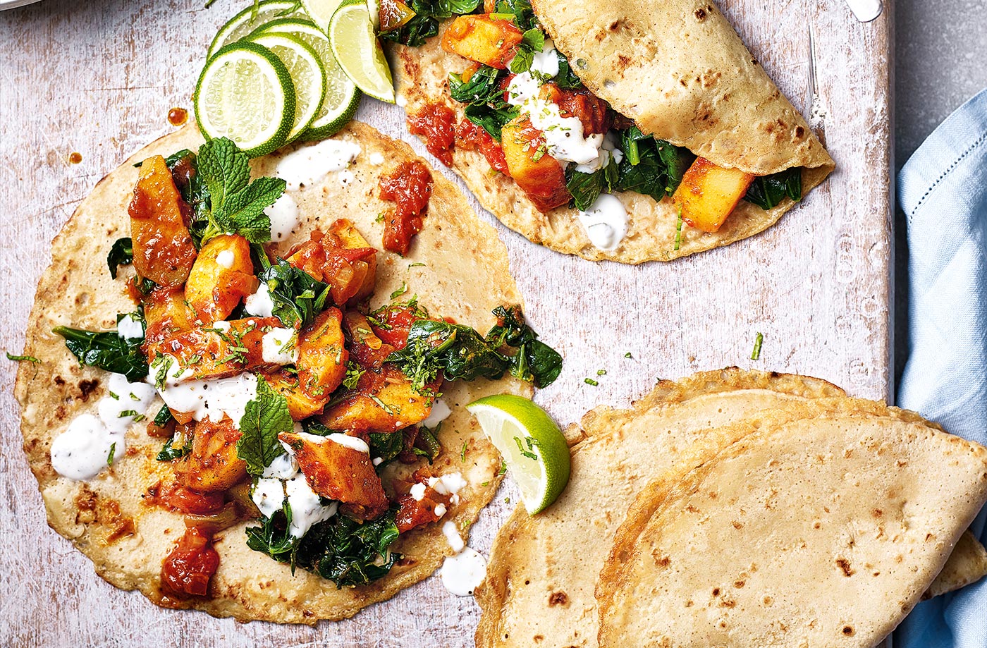 Saag aloo pancakes