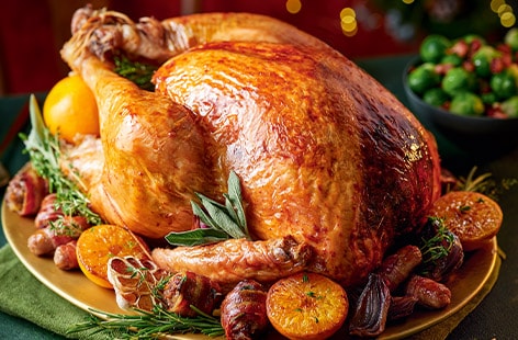 Roast turkey with stuffing and gravy