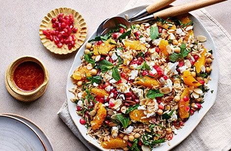 Image of "Moroccan-spiced rice, spinach and orange salad"