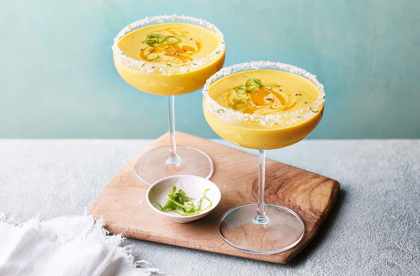 Salted lime and mango lassi