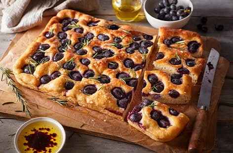 Image of "Grape focaccia with olive oil and rosemary"