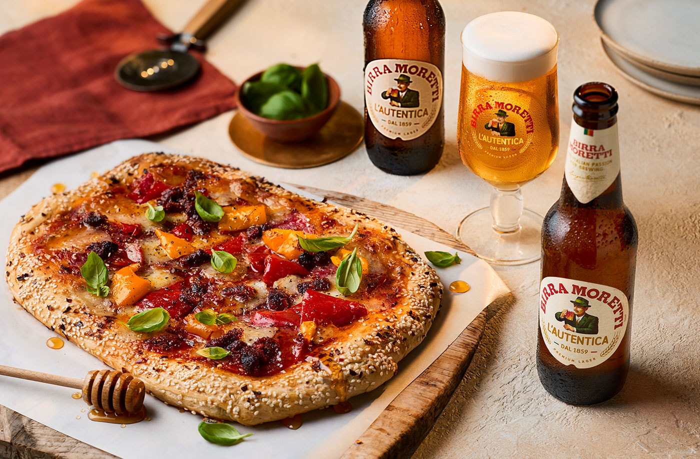Hot honey and 'nduja diavola pizza