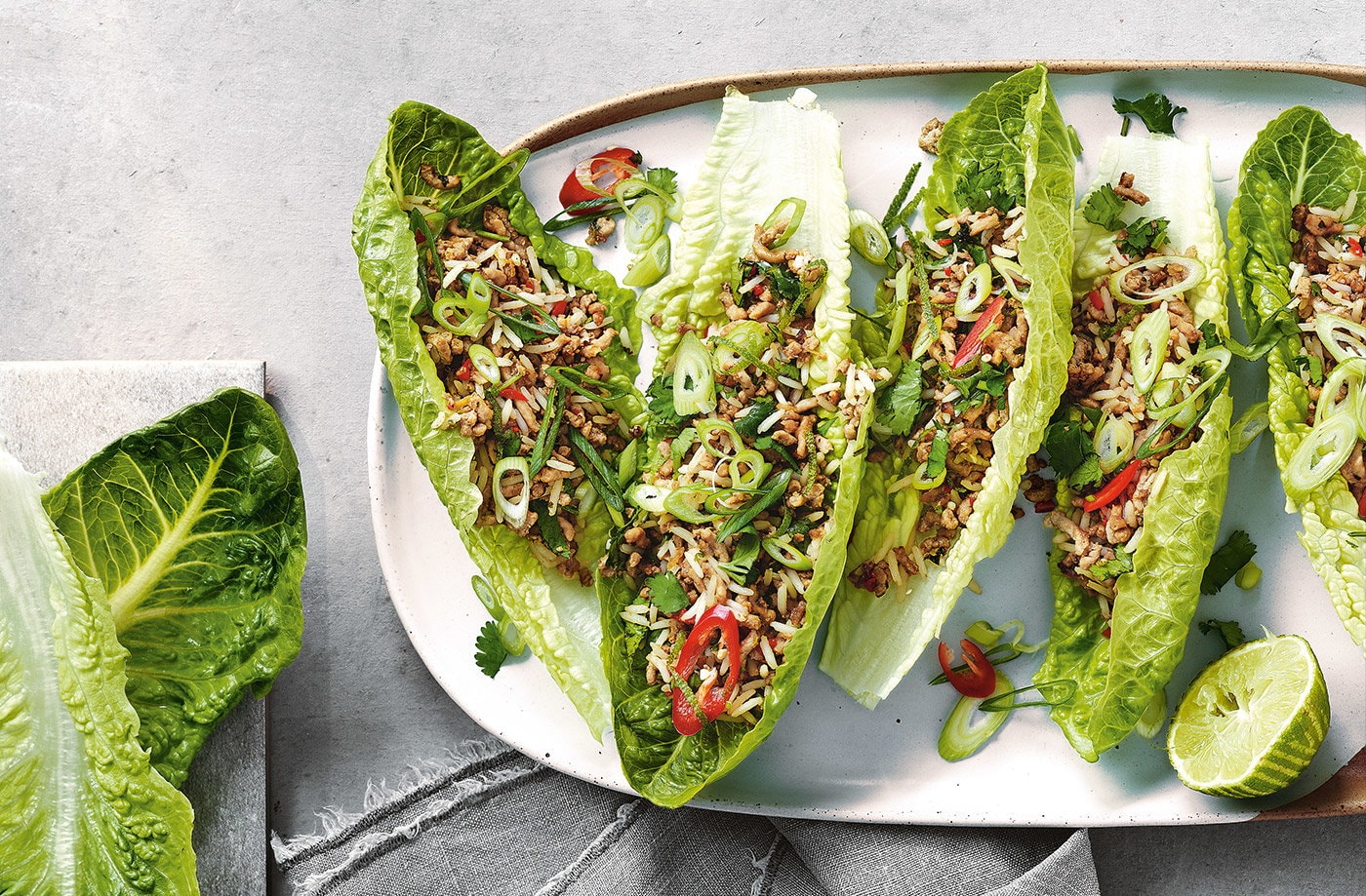 Thai pork lettuce cups