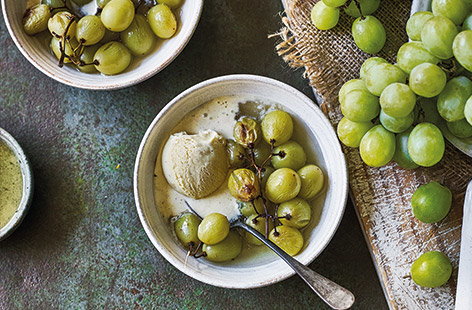 Image of "Sherry-roasted grapes"