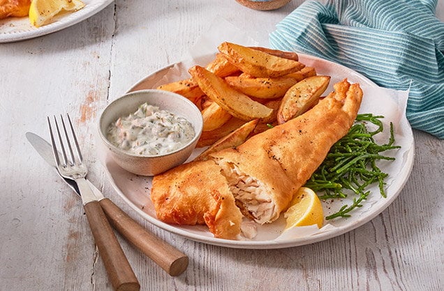 Image of "Ale-battered fish and chunky chips"