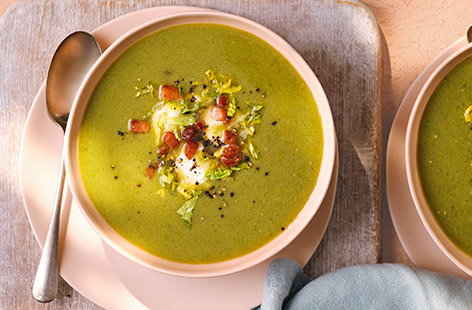 Image of "Little Gem, pea and ham soup"