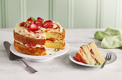 Image of "Roasted strawberry and elderflower cake"