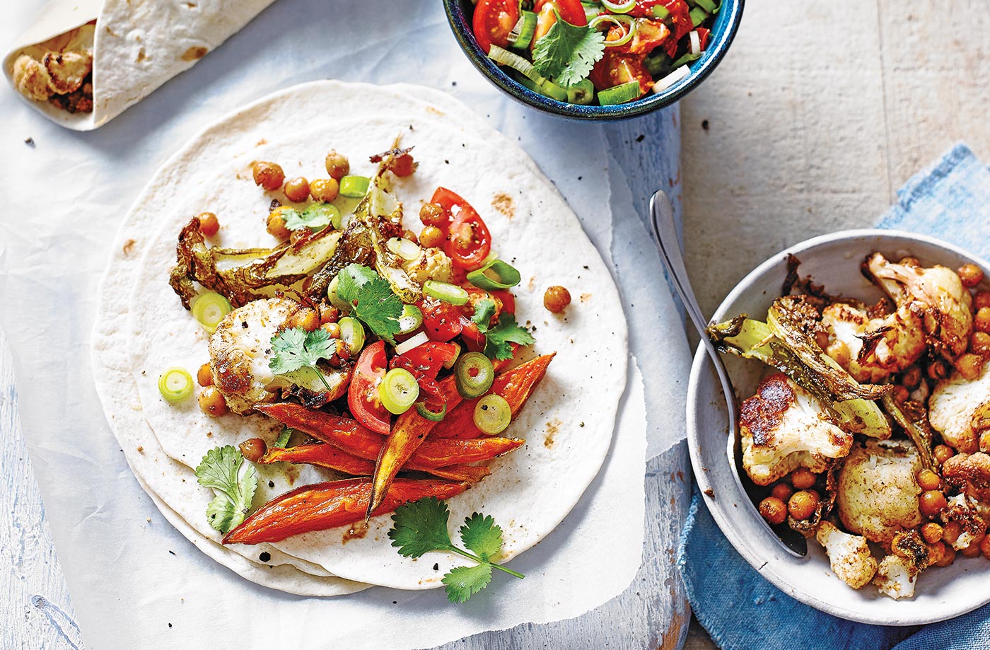 Spiced cauliflower and chickpea tacos