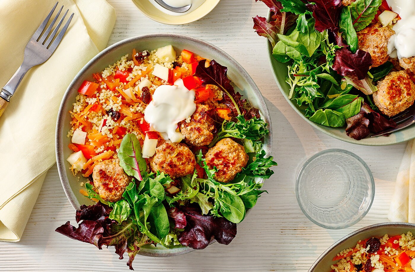 Turkey meatballs with fruity couscous