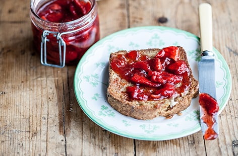 Image of "Adam Bennett's wholemeal soda bread with no cook strawberry jam"