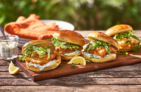 Image of "Crispy fish sliders with herb yogurt mayo"