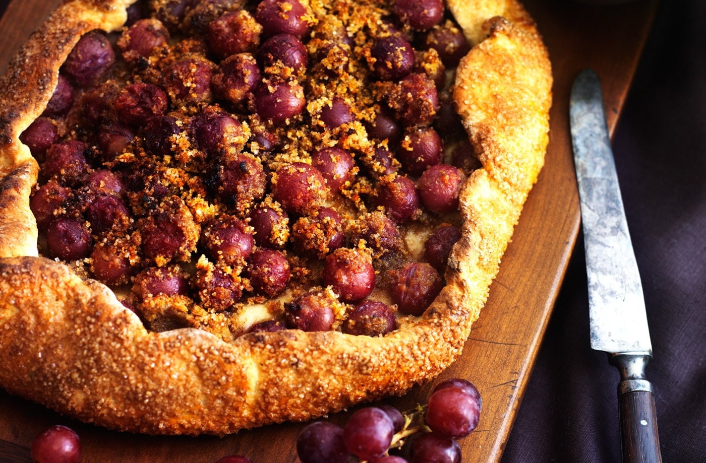 Rustic red grape tart