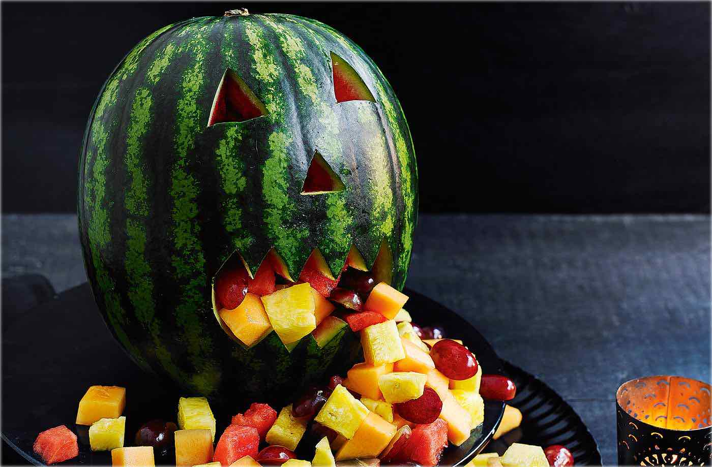 Watermelon jack-o'-lantern