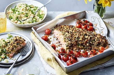 Image of "Mediterranean crumb-topped roast salmon "