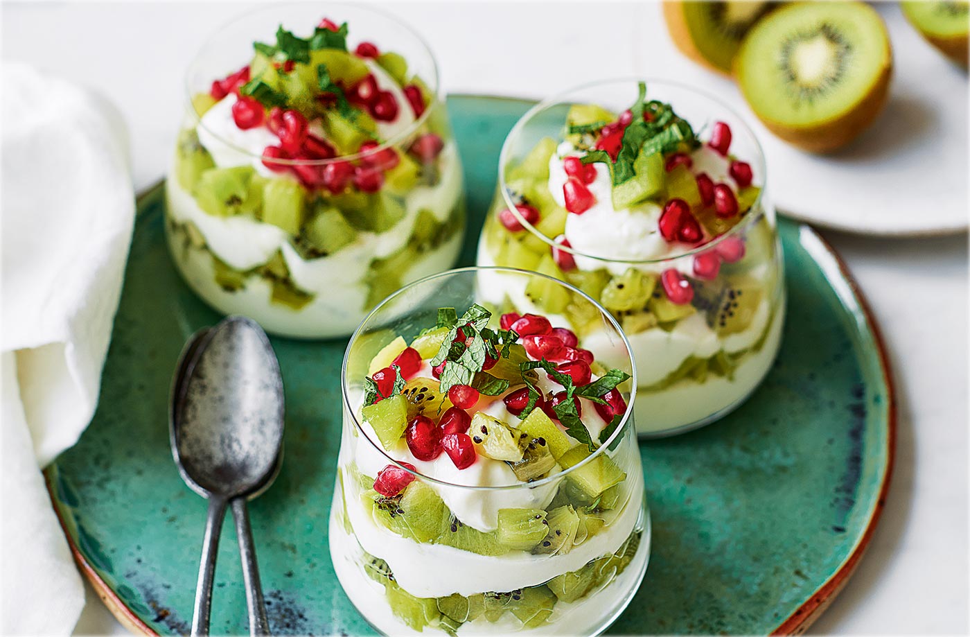 Kiwi and coconut parfait