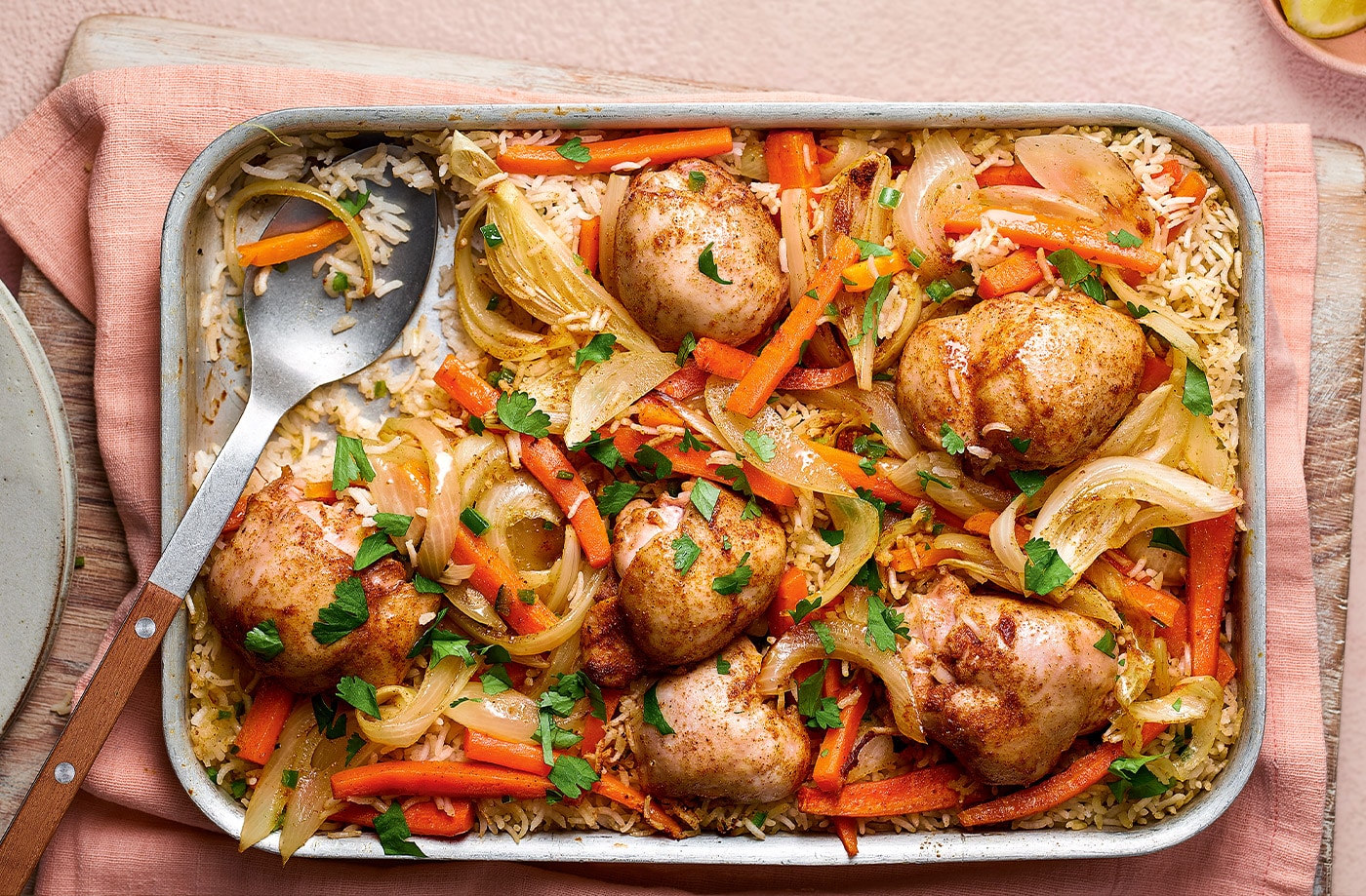 Chicken biryani traybake