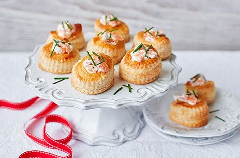Image of "Smoked salmon and chive vol au vents"