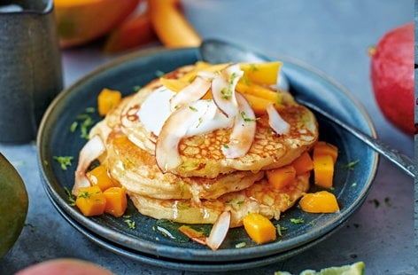 Image of "Mango pancakes with coconut and lime"