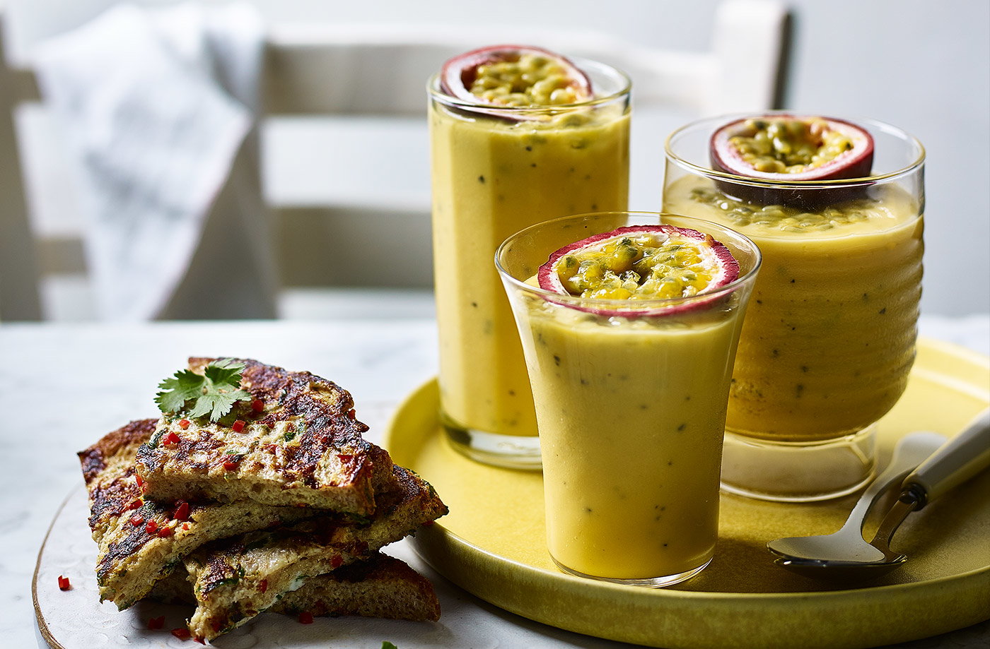Mango and passion fruit lassi