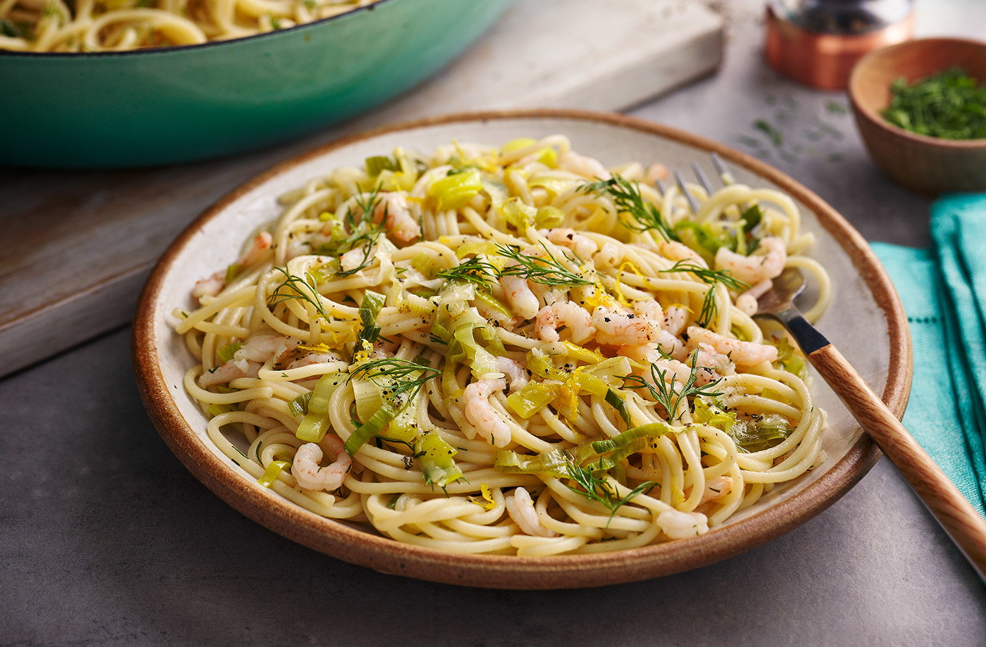 Brown butter prawn pasta