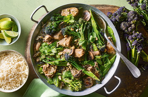 Image of "Thai green pork and broccoli curry"