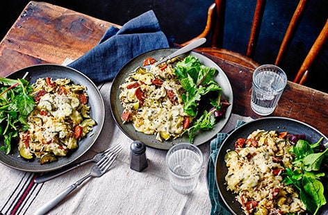 Image of "Cheesy chorizo and courgette baked rice"