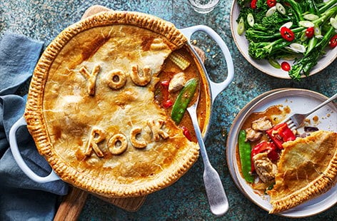 Image of "Red Thai chicken curry pie"