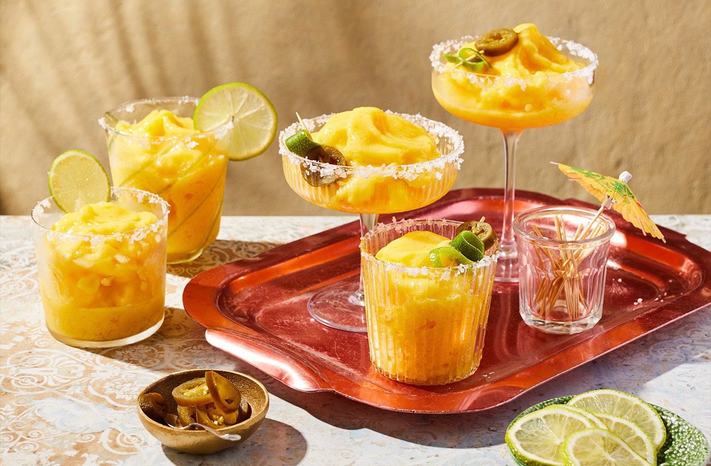 Mango and jalapeño frozen margarita