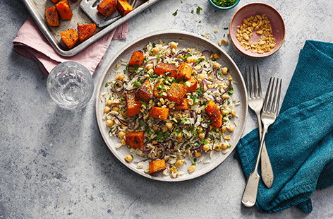 Image of "Roasted squash and chickpea pilaf"