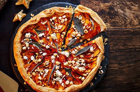 Image of "Cranberry-glazed squash and feta galette"