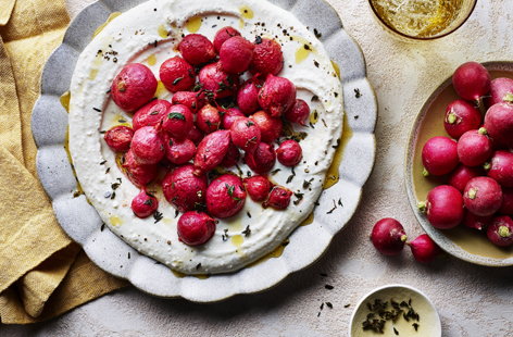 Image of "Thyme-roasted radishes with whipped feta dip"
