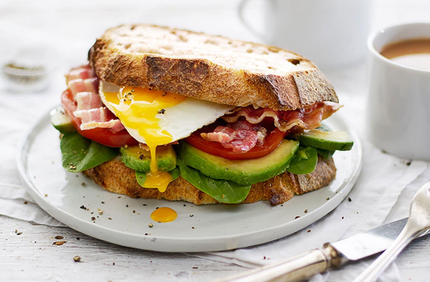 Avocado and bacon sandwich