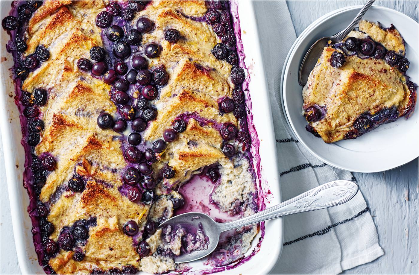 Blueberry ‘bread and butter’ pudding
