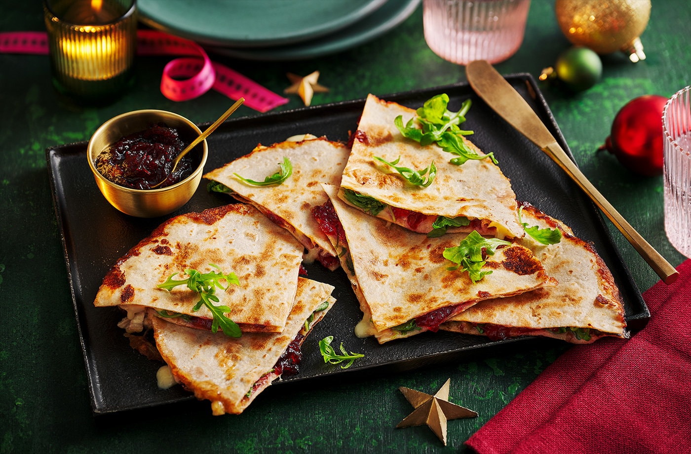 Brie and cranberry quesadillas