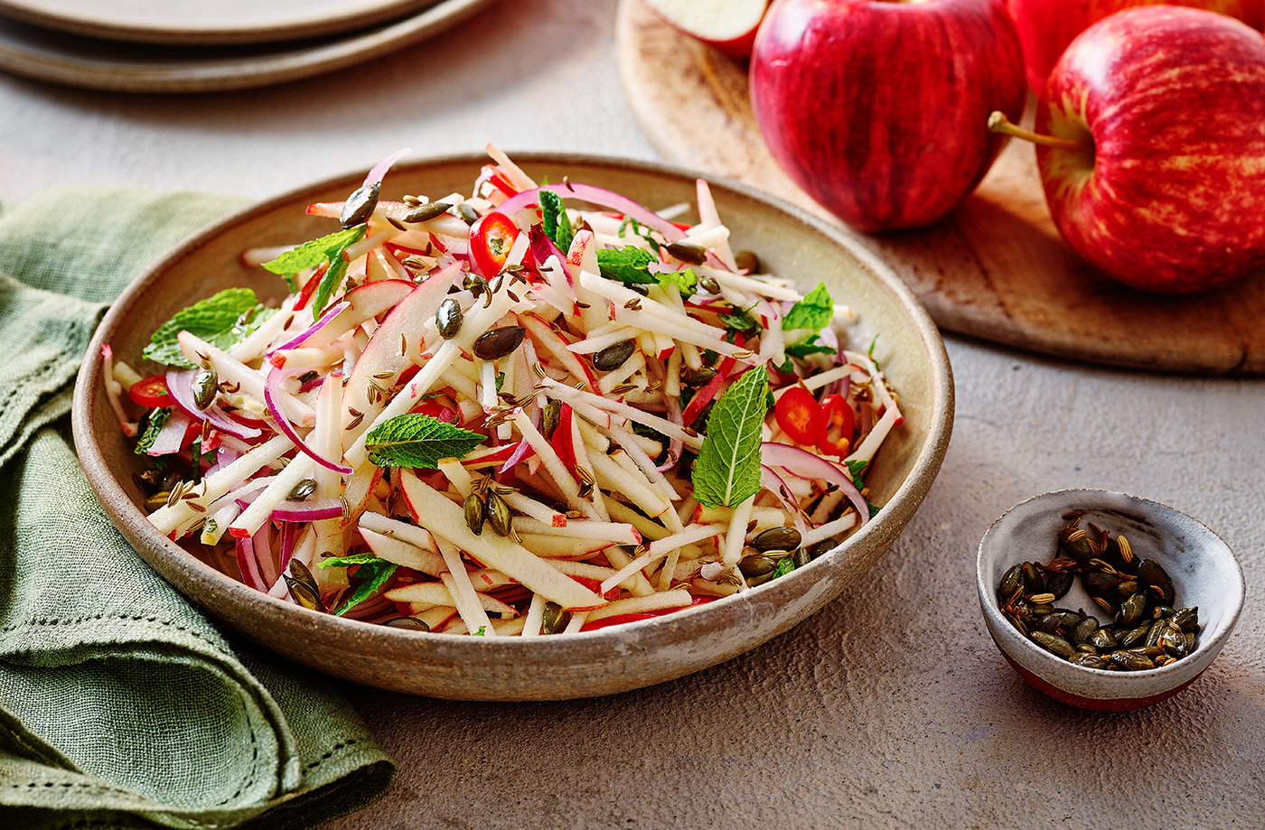 Apple, red onion and mint slaw