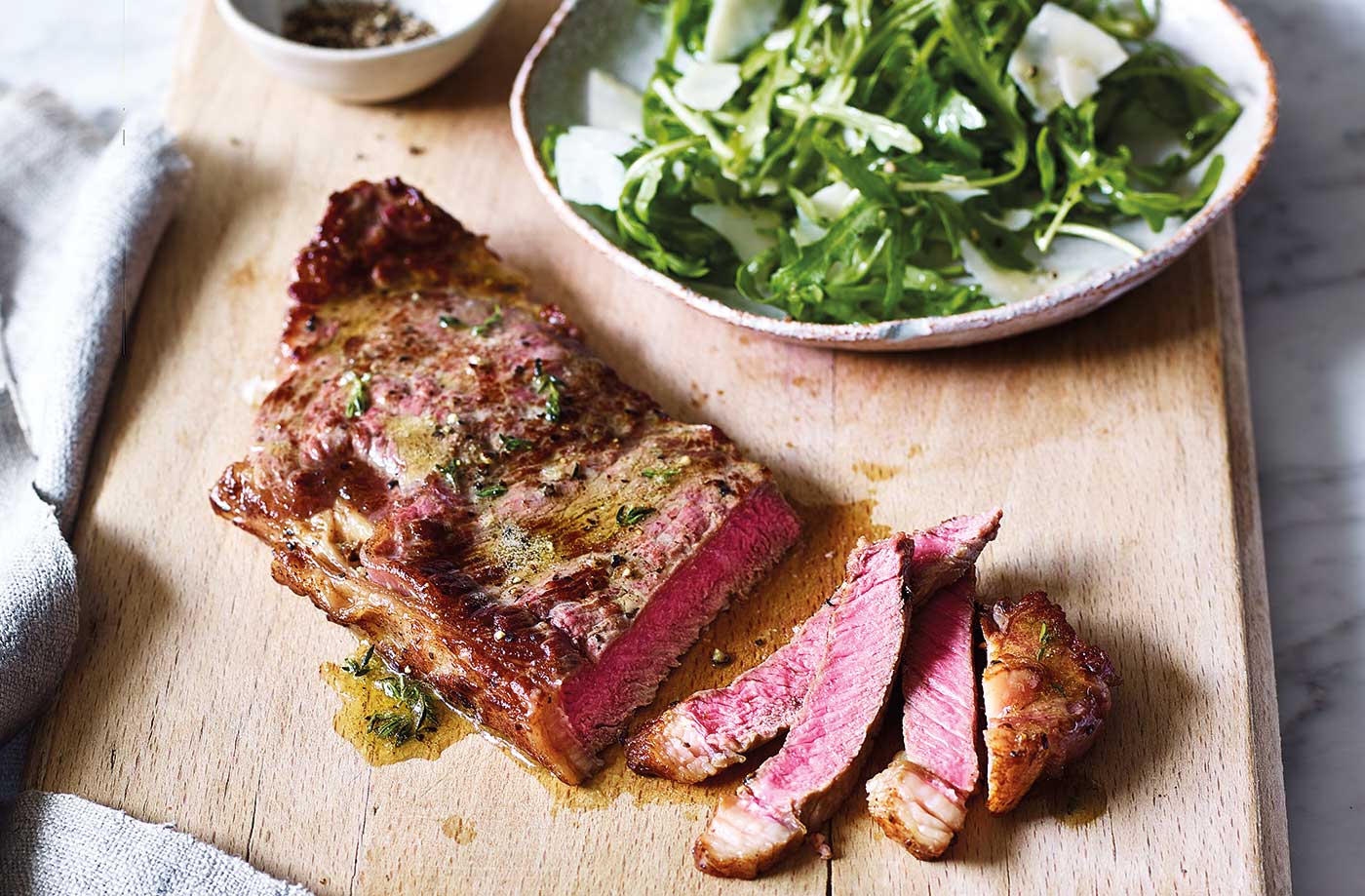 Garlic and thyme steak