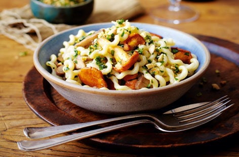 Image of "Tesco Finest fusilli with wild mushrooms and almond gremolata"