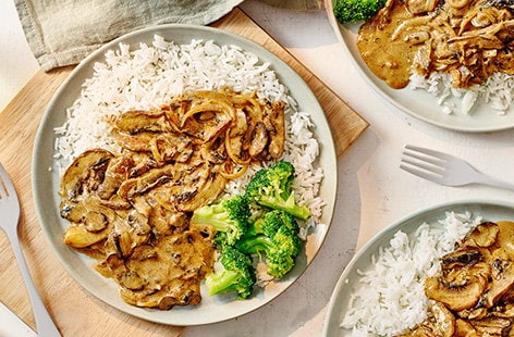 Mushroom stroganoff with rice