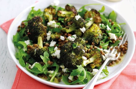 Image of "Roasted broccoli salad with feta and lentils"