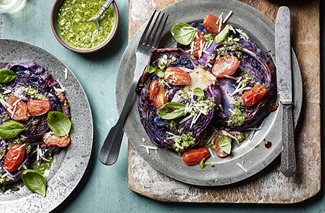 Image of "Red cabbage 'steaks' with pesto"