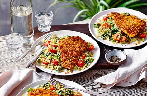 Image of "Spiced chicken escalope with couscous salad"