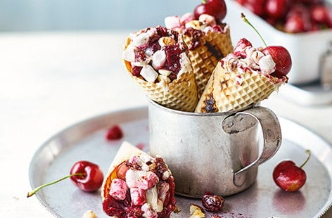 Image of "Cherry s’more campfire cones"