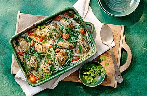 Image of "Thai green curry roasted chicken thighs"