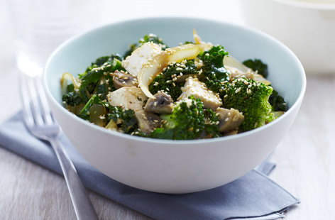 Image of "Gingered tofu and green vegetable stir-fry"