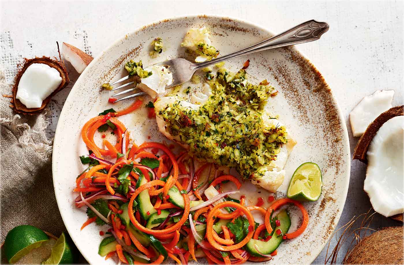 Thai-style coconut-crusted cod