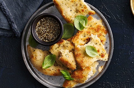Image of "Za’atar and olive oil dip with focaccia"